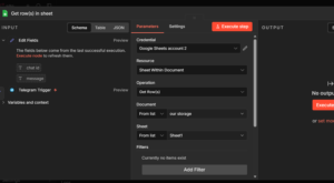 n8n google sheets tool connected to ai agent
